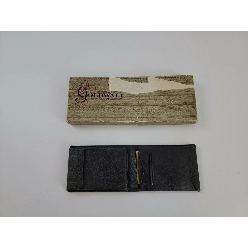 Vintage Goldwall Men's Bifold Wallet Black Genuine Premium Leather Handmade NEW